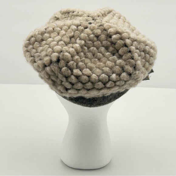 LaFenice Wool Blend Paperboy Cap Hat O/S Brim Slouchy Tan Gray Italy Artsy Boho - Picture 5 of 9
